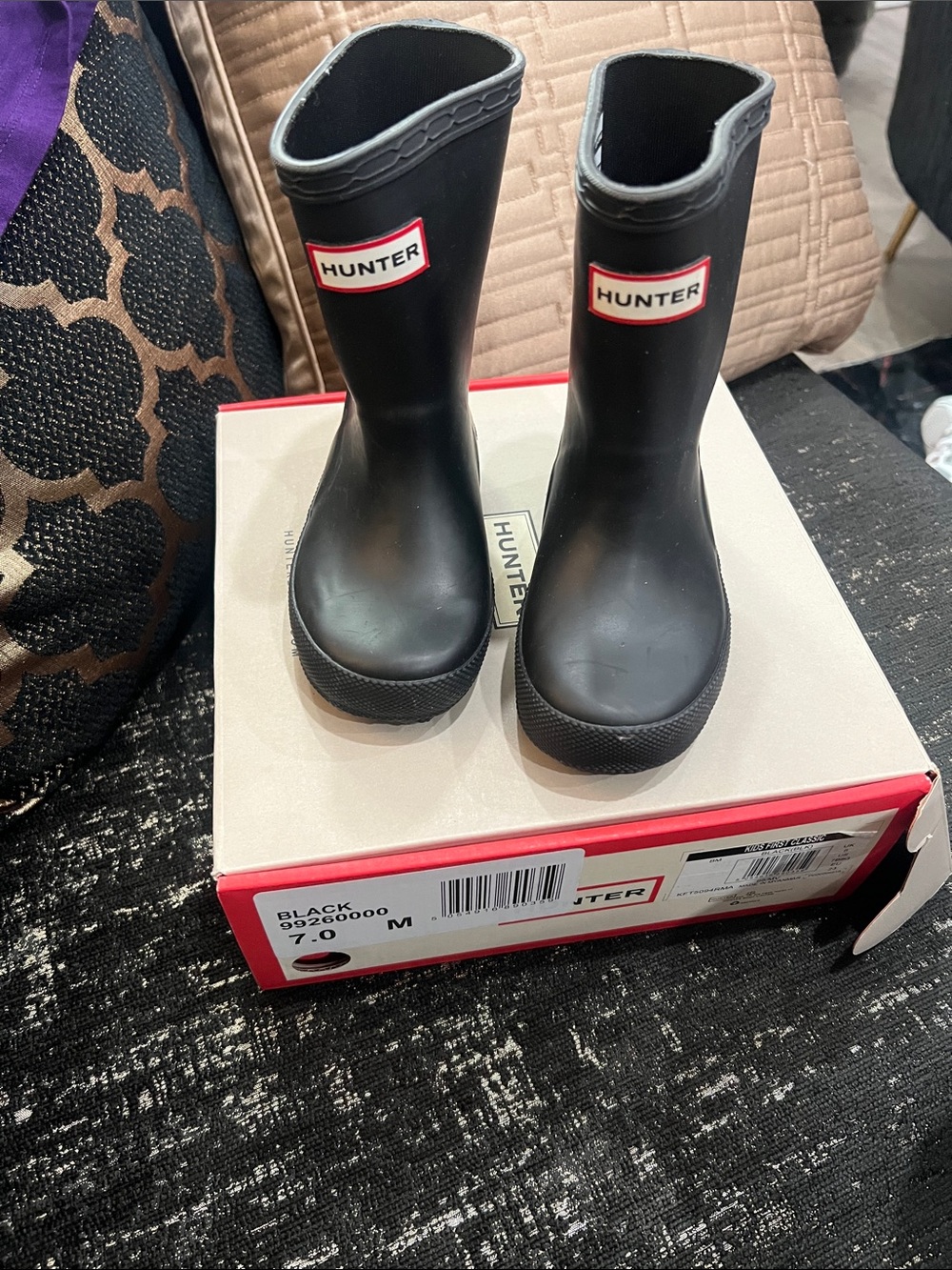 Hunter Black Kids Rain Wellington Boots
